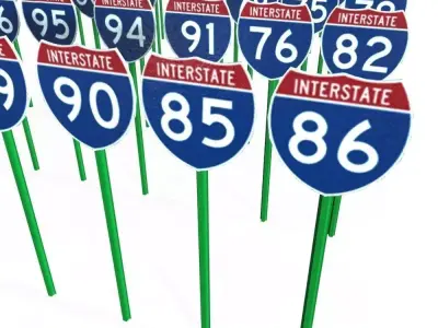 Interstate Shields Low-poly 3D model