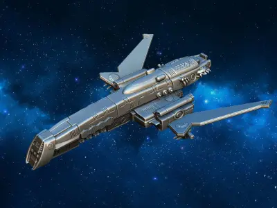 Spaceship flying in space 3D print model
