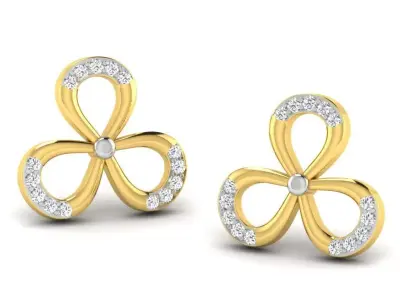 Gold Diamond Women Earring 3D print Model 3D print model 151