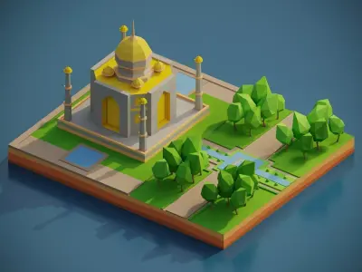 Taj Mahal Low-poly 3D model