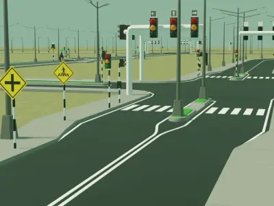 Road Pack Low-poly 3D model