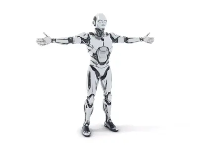 Futuristic Robot Model Pack with Adjustable Levels of Detail Low-poly 3D model