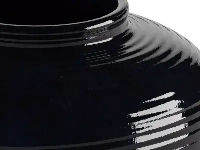Ribbed Stoneware Table Vase in Noir 3D model