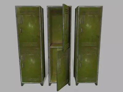 locker 5 three cupboards Low-poly 3D model