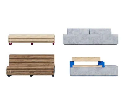 Linear benches 3D model