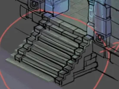 Disney main city - underground palace stairs 02 3D model