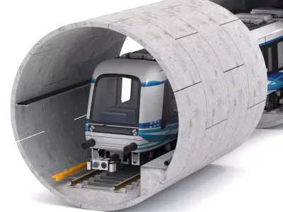 Hitachi Rail Driverless Metro Thessaloniki with Tunnel 3D model