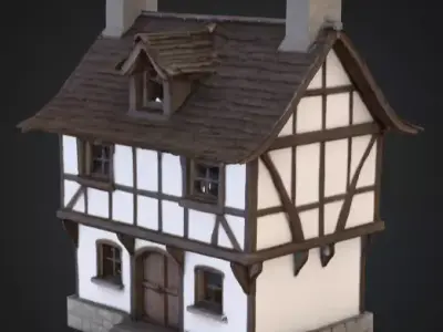 Medieval Tudor Style House Low-poly 3D model