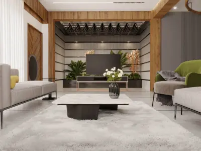 living room interior design scene 3d model 5 3D model Low-poly 3D model