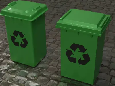 2 trash cans  3D model