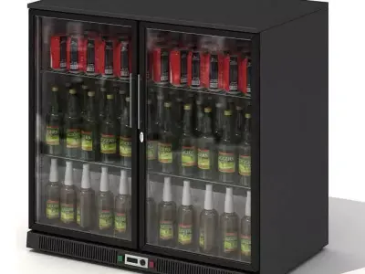 Black Glass Door Beer Fridge 3D model