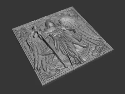 Highpoly Tile 3D Model Knight Angel Printable Kitbash 01 3D print model
