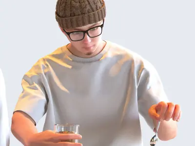 Posed Asian Casual Man - 5 Pack 3 - C1-M3Y 3D model