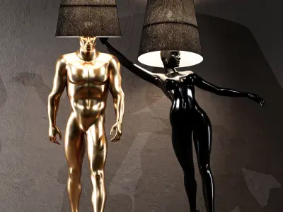 Hommer human lampshade Floor lamp Collection Pose09 3D model