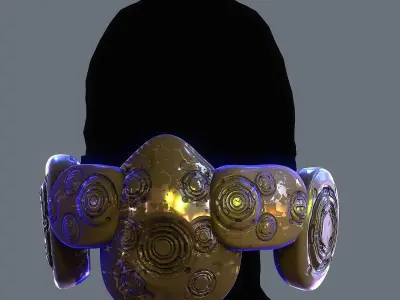 Gas mask helmet scifi Low-poly character art game space  Low-poly 3D model 7
