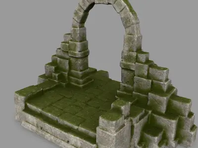 gate 9 archway with moss Low-poly 3D model