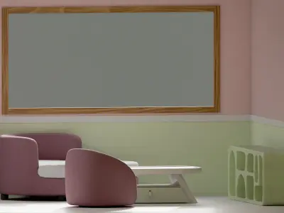 Bedroom Furniture Pink and Green Free low-poly 3D model