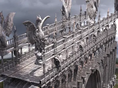 Dark Dragon Bridge Bloodborne inspired walkways 3D model