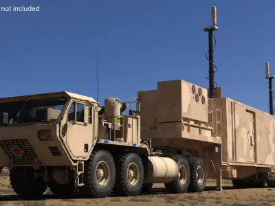  Control Center with Raised Antennas and Truck 
