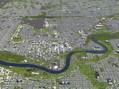 Edmonton Canada 50x50km 3D City Map 3D model