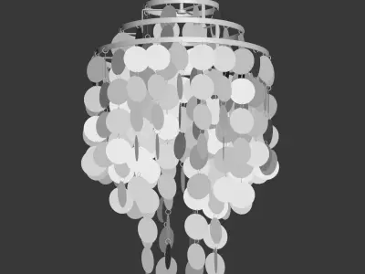 3 Circle White Capiz Shell Chandelier 3D model