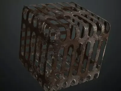 Weathered Rusted Slotted Metal Grill PBR Seamless Texture