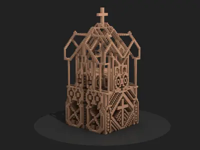Pixel church voxel  3D model
