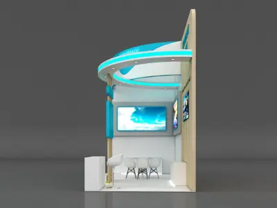 Booth Exhibition Stand Stall 6x3m Height 500 cm 2 Side Open 3D model