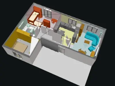Detailed Floor plan 3d BLENDER ready 3D model Low-poly 3D model
