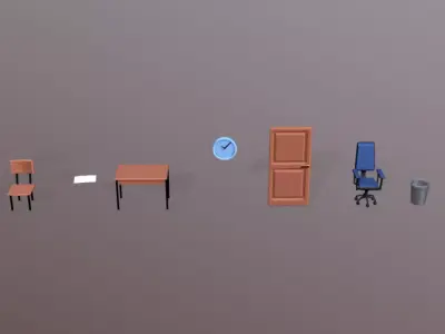 Low Poly Stylized Classroom Assets Low-poly 3D model