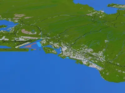 Hawaii City 3d model Low-poly 3D model