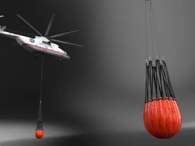  Russian EMERCOM Helicopter Mi-26 with Bambi Bucket Rigged 