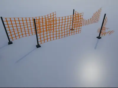 Modular Safety Net Fences Low-poly 3D model