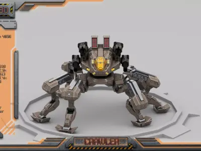 Crawler BattleMech Low-poly 3D model