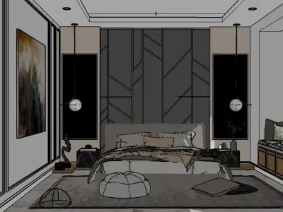 Bedroom - SketchUp V-Ray 3D model