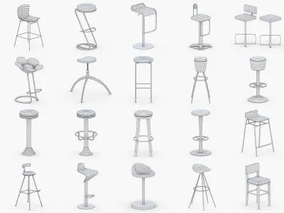 Cafe and Bar Chairs Low-poly 3D model