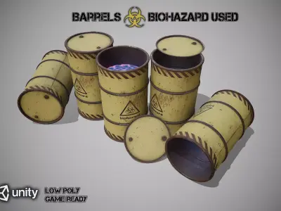 Barrels biohazard used Low-poly 3D model