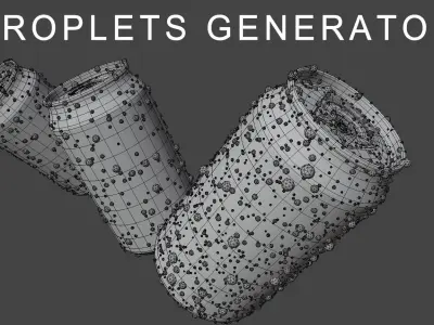 Sci Fi Cans Product Studio and Droplets Generator Low-poly 3D model