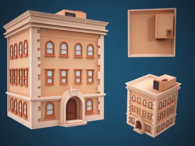 Game Cartoon Building Pack Low-poly 3D model