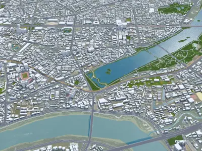 Nanning Guangxi China 50km AI Low-poly 3D model