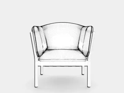 Armchair with fabric and wooden frame 3D model