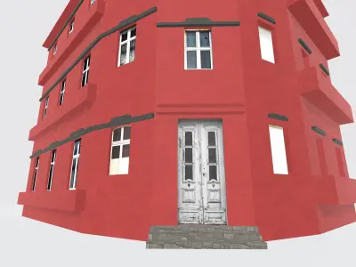Red townhouse 3D model Free 3D model