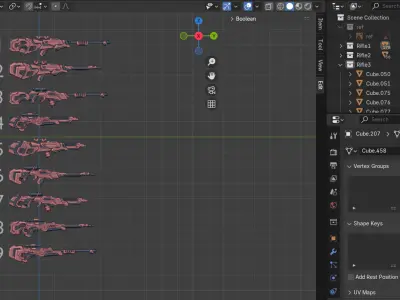 Futuristic Sci-Fi Sniper Rifle 9 different models  Low-poly 3D model