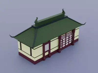 Low Poly old Chinese House Low-poly 3D model