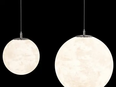 Moon Resin Globe Chandelier Low-poly 3D model