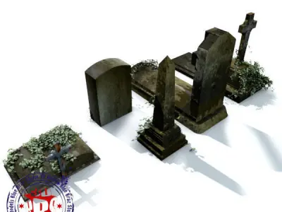 gravestone set of gravestones 3D model