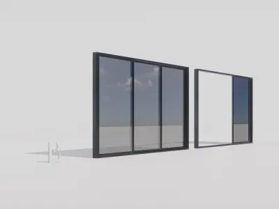 Sliding Metal Door - B Low-poly 3D model