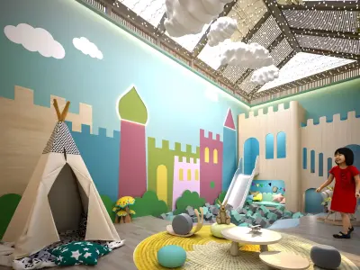 Modern children entertainment area - Kindergarten 3D model