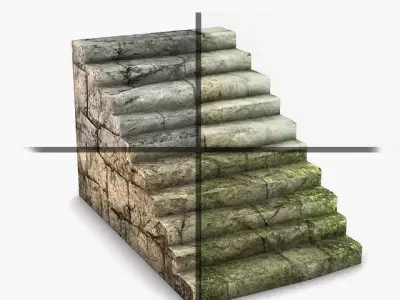 Rock Stairs Module Low-poly 3D model