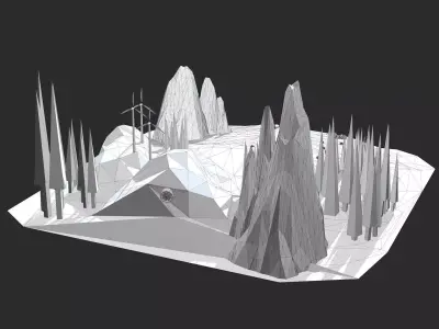 Cartoon Landscape Low Poly 3D model Low-poly 3D model